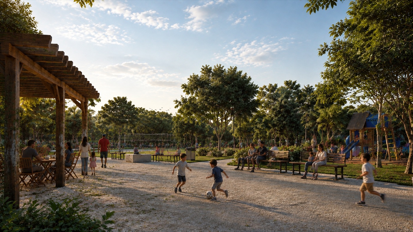 Parque y zona deportiva en Aldea Dzilam