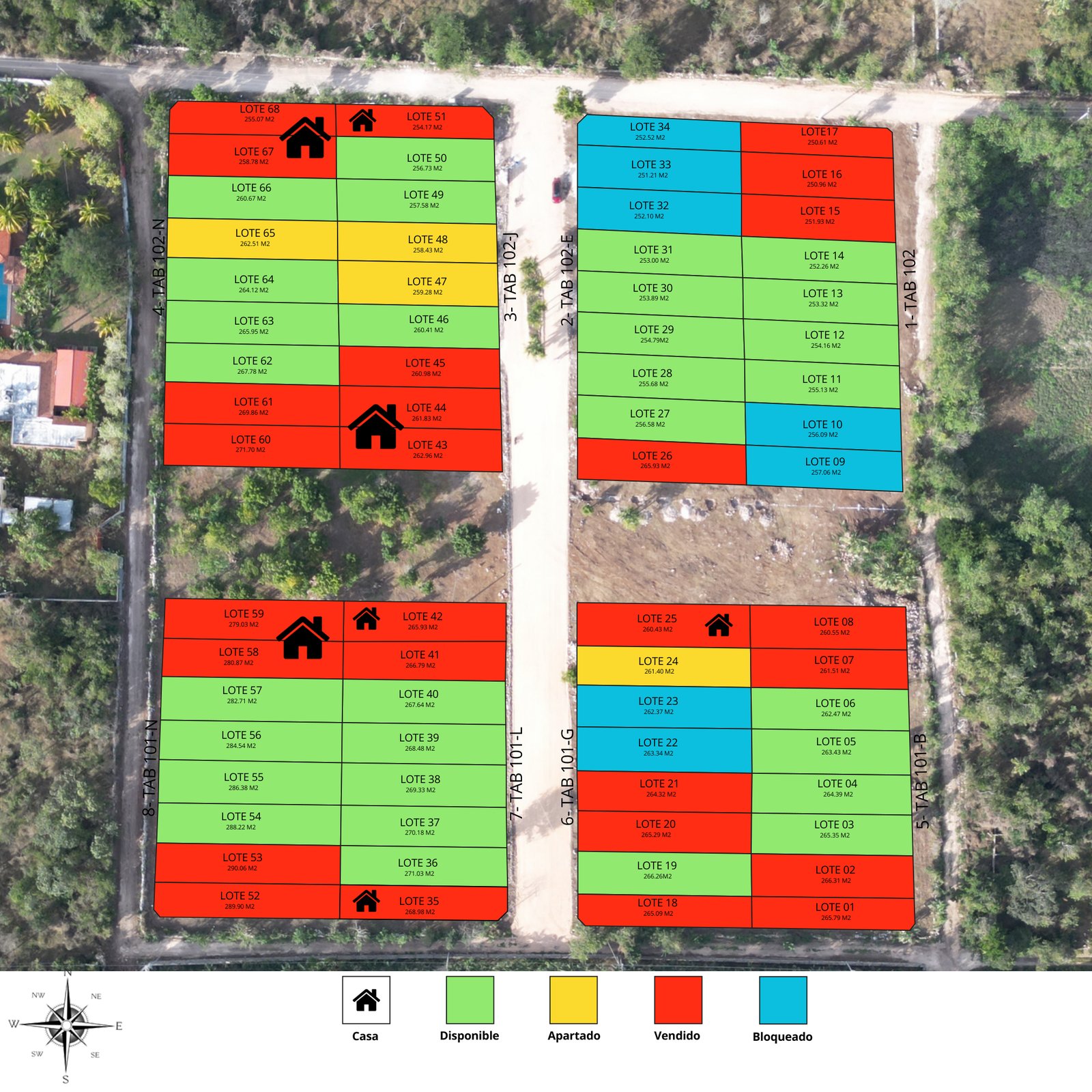 Plano de disponibilidad Residencial Ki 68, lote por lote